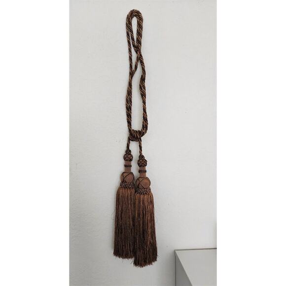 DRAPERY TASSEL-One Tassel Hanger-Two Tassels-Gold& Brown - Picture 2 of 16